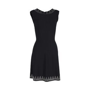 Alaia Sleeveless Embellished Fit-and-Flare Dress in Black Viscose